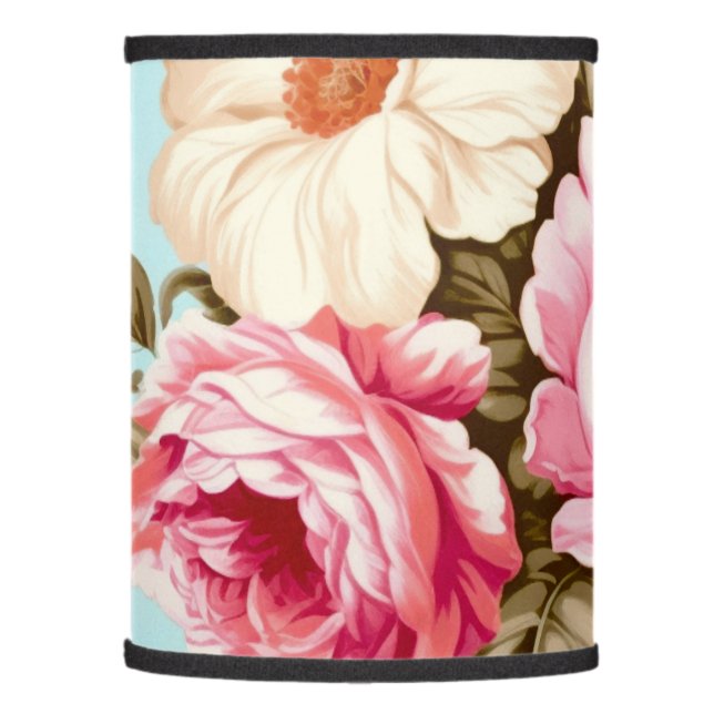 Vintage Blue Floral Garden Pattern Lamp Shade (Left)