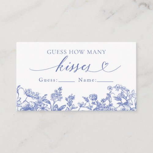 Vintage Blue Floral Guess How Many Kisses Game Enclosure Card