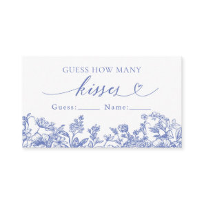 Vintage Blue Floral Guess How Many Kisses Game Place Card