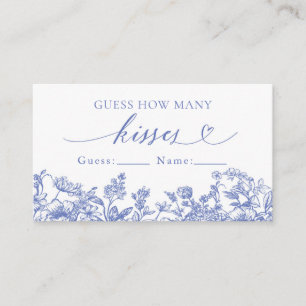 Vintage Blue Floral Guess How Many Kisses Game Place Card