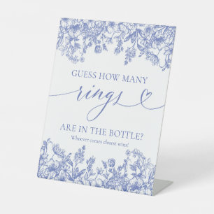 Vintage Blue Floral Guess How Many Rings Game Sign