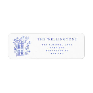 Vintage Blue Floral House Return Address Label