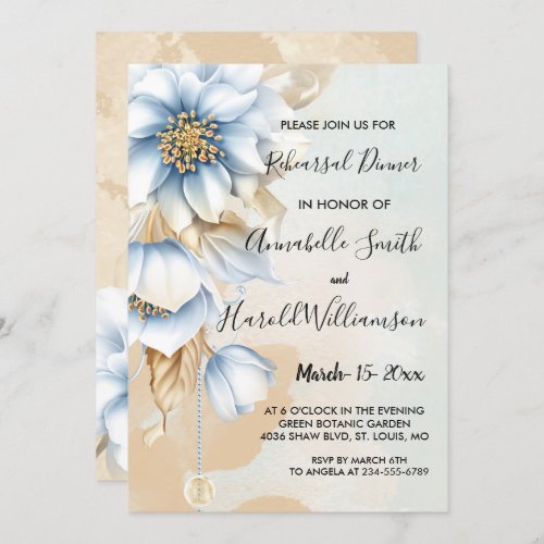 Vintage Blue floral Invitation