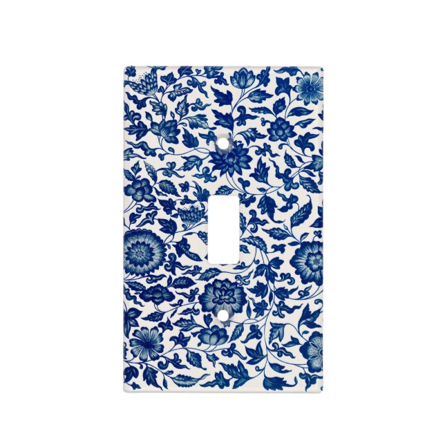 Vintage Blue Floral Light Switch Cover (Front)