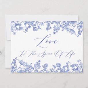 Vintage Blue Floral Love Is The Spice Of Life Invitation