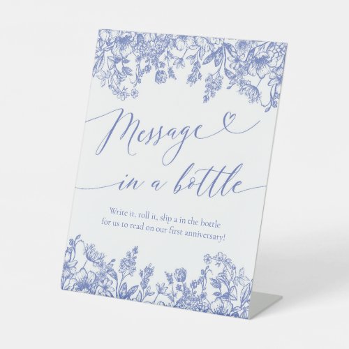 Vintage Blue Floral Message In A Bottle Sign Game