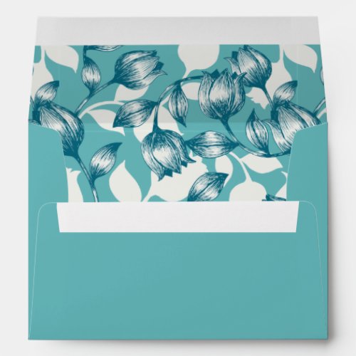 Vintage blue floral night garden pattern envelope