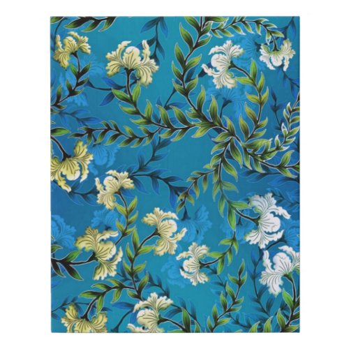 Vintage Blue Floral Pattern Illustration Faux Canvas Print