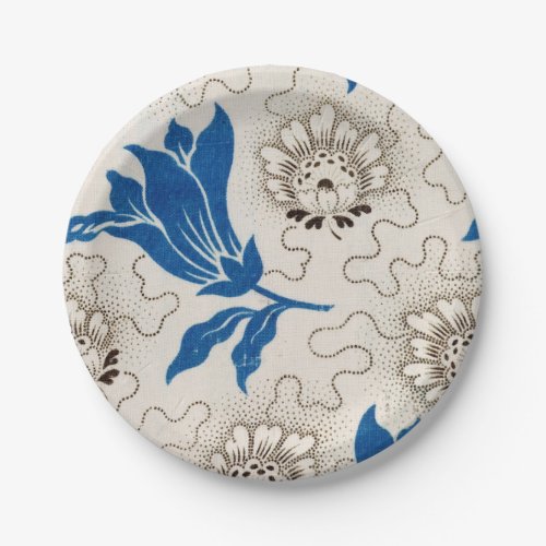 Vintage Blue Floral Pattern   Paper Plates