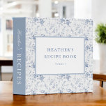 Vintage Blue Floral Personalized Recipe 3 Ring Binder<br><div class="desc">Vintage Blue Floral Personalized Recipe Binder</div>