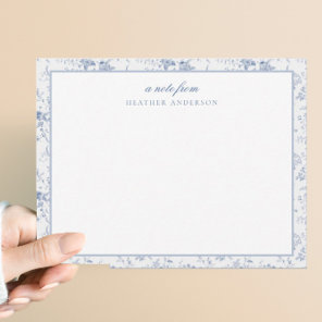 Vintage Blue Floral Personalized Stationery Note Card