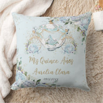 Vintage Blue Floral Princess Quinceañera Keepsake Throw Pillow