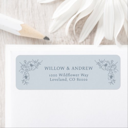 Vintage Blue Floral Return Address Label