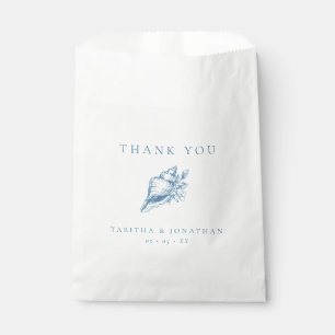 Vintage Blue Floral Shell Wedding Thank You Favor Bag