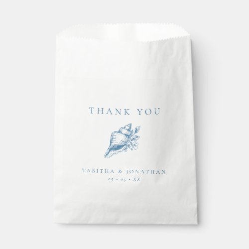 Vintage Blue Floral Shell Wedding Thank You Favor Bag