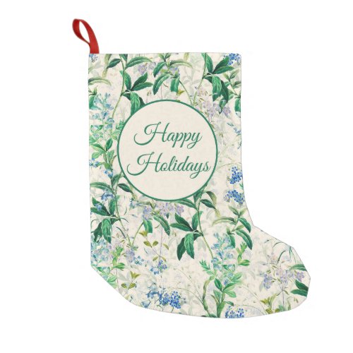 Vintage Blue Floral Small Christmas Stocking