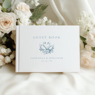 Vintage Blue Floral Swans Wedding Guest Book