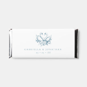 Vintage Blue Floral Swans Wedding Hershey Bar Favors