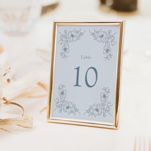 Vintage Blue Floral Table Number