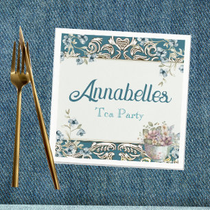Vintage Blue Floral Tea Party Napkins
