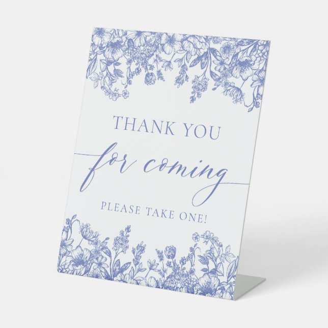 Vintage Blue Floral Thank You For Coming Sign (Front)