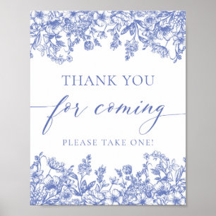 Vintage Blue Floral Thank You For Coming Sign