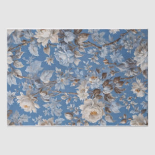 Vintage Blue Floral toile de jouy Tissue Paper