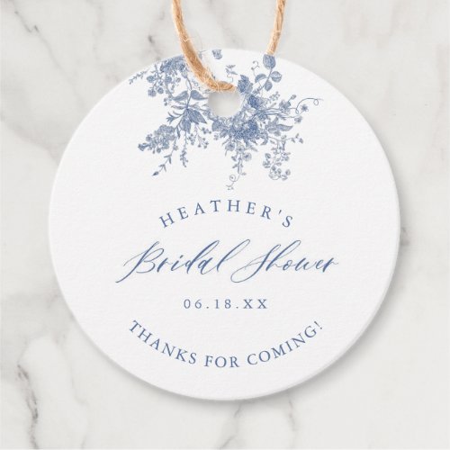 Vintage Blue Floral Victorian Bridal Shower Favor Tags