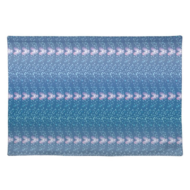 Vintage Blue Floral Violets wallpaper pattern Placemat (Front)