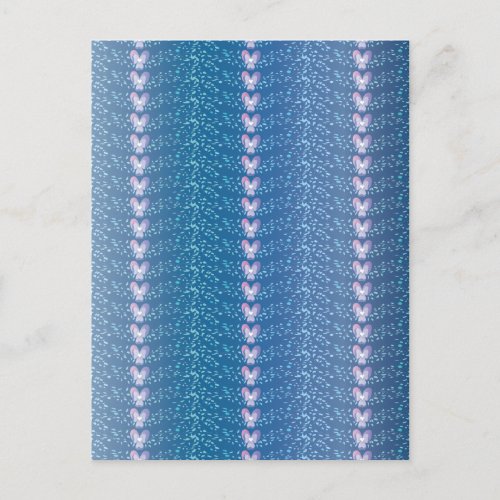 Vintage Blue Floral Violets wallpaper pattern Postcard