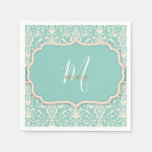 Vintage Blue Floral Watercolor Pattern Napkins