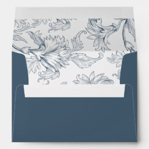 Vintage Blue Floral Wedding Envelope