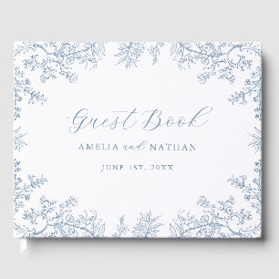 Vintage Blue Floral Wedding Guest Book