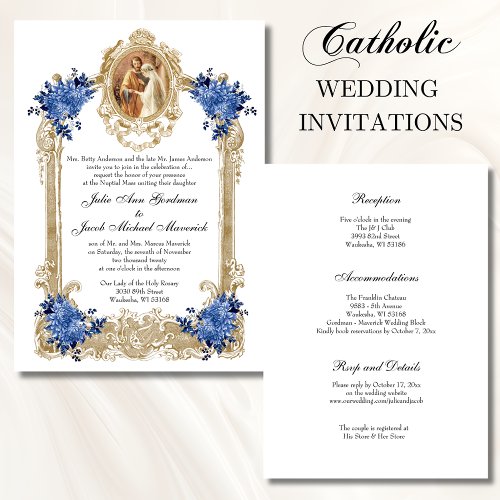 VINTAGE BLUE FLORAL WEDDING INVITATIONS