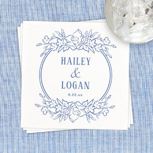 Vintage Blue Floral Wedding Napkins