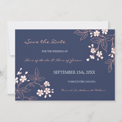 Vintage Blue Floral Wedding Save the Date