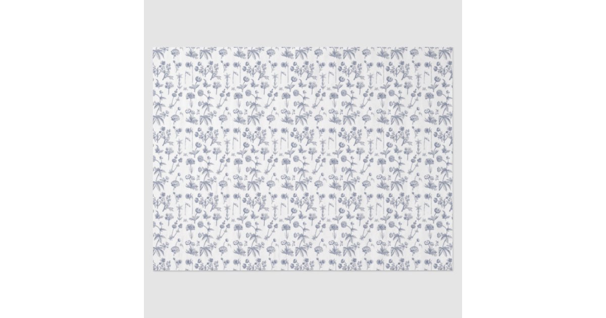 Vintage Blue Floral Wildflower Garden Pattern Tissue Paper | Zazzle
