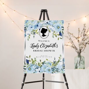 Vintage Blue Florals Regency Era Bridal Shower Foam Board