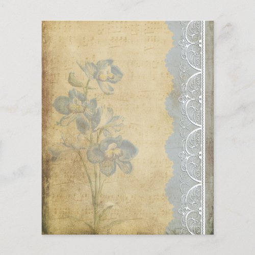 Vintage Blue Flower  Lace Scrapbook Paper