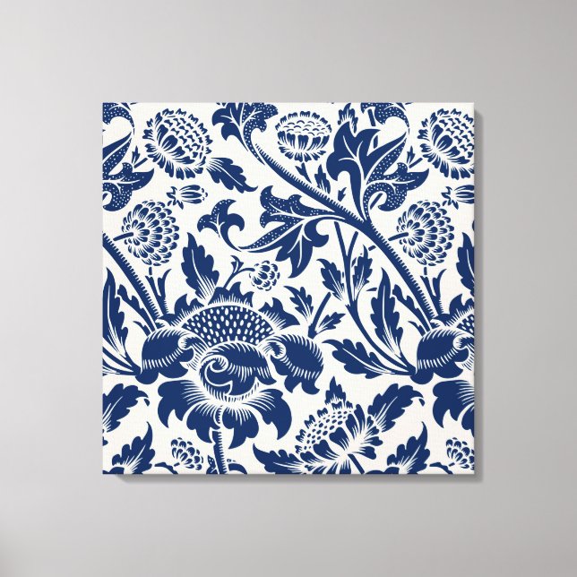 Vintage Blue Flower Pattern Canvas Print (Front)