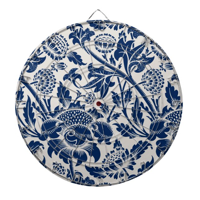 Vintage Blue Flower Pattern Dart Board (Front)