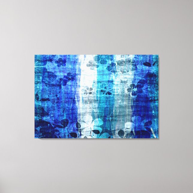 Vintage Blue Flower Wood Art Canvas Print (Front)