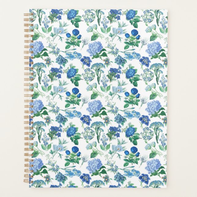 Vintage Blue Flowers Notebook (Front)