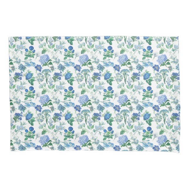 Vintage Blue Flowers Pillow Case (Front)