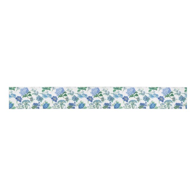Vintage Blue Flowers Ribbon (Front)