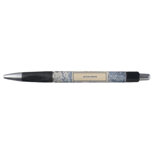 Vintage Blue Flowers Toile de Jouy   your name Pen