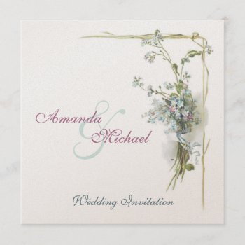 Vintage Blue Forget Me Nots Wedding Invitation by Past_Impressions at Zazzle