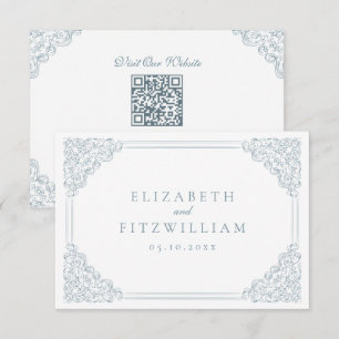 Vintage Blue Frame Elegant Wedding Details  Enclos Enclosure Card