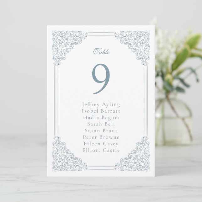 Vintage Blue Frame Table Number Seating Chart (Standing Front)