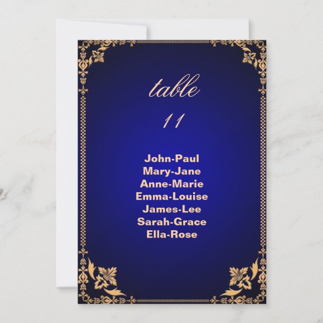 Vintage Blue Frame Table Number Seating Chart (Front)